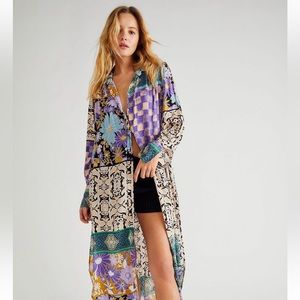 Free People | Jackie Printed Maxi Top | Indigo Combo | XL